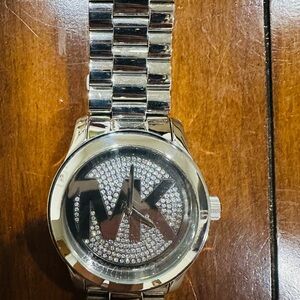Michael Kors Silver Watch with Crystal Logo